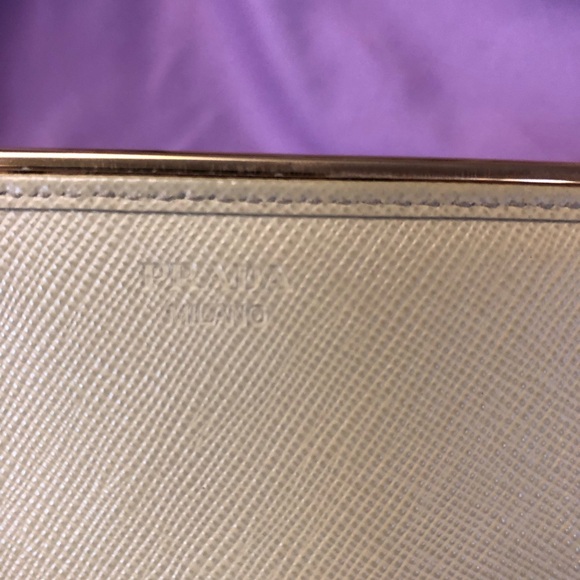 PRADA! Butter cream yellow with gold logo and trim Saffiano Leather Long Wallet - Picture 15 of 16
